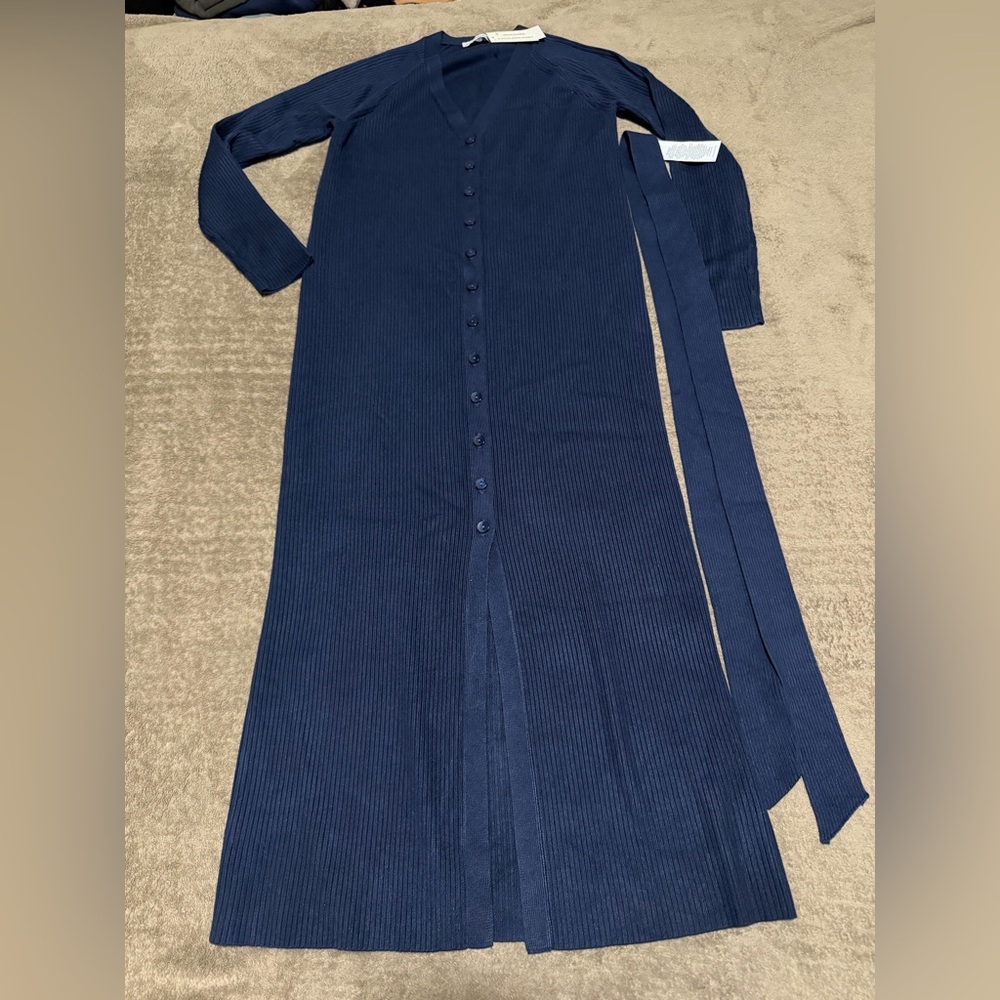 Abercrombie & Fitch Navy Women's
Scarf Duster Midi Sweater Dress